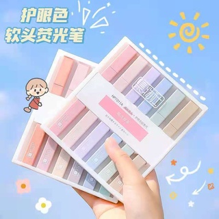6 Colors Highlighter Pen Set Macaron Retro Morandi Candy Color Mark Pens For Making Notes Drawing