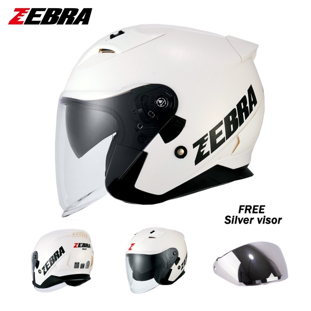 Zebra Half Face Motorcycle Helmet dual visor helmets for men and women