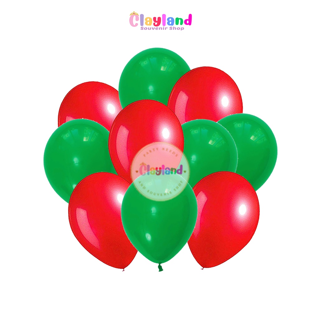 10pcs Red and Green Balloons Party Needs Balloon Clayland | Shopee ...