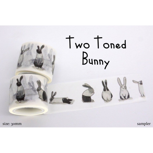 Chugoku Washi Tape - 30mm - Fat Samplers #13 - Black & White - Bunny ...