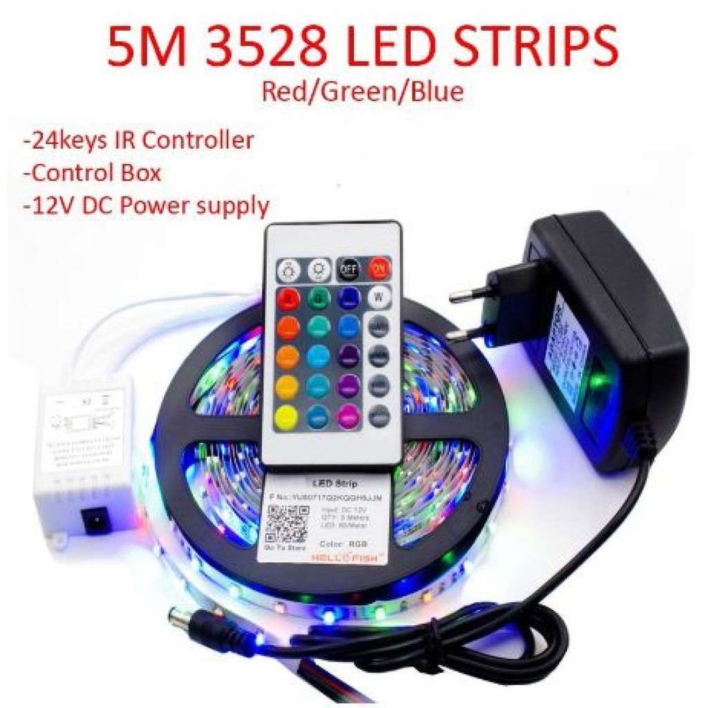 JK MALL LED strip light RGB 24keys Remote Control 12V 2A Power Christmas Decor Light | Shopee Philippines