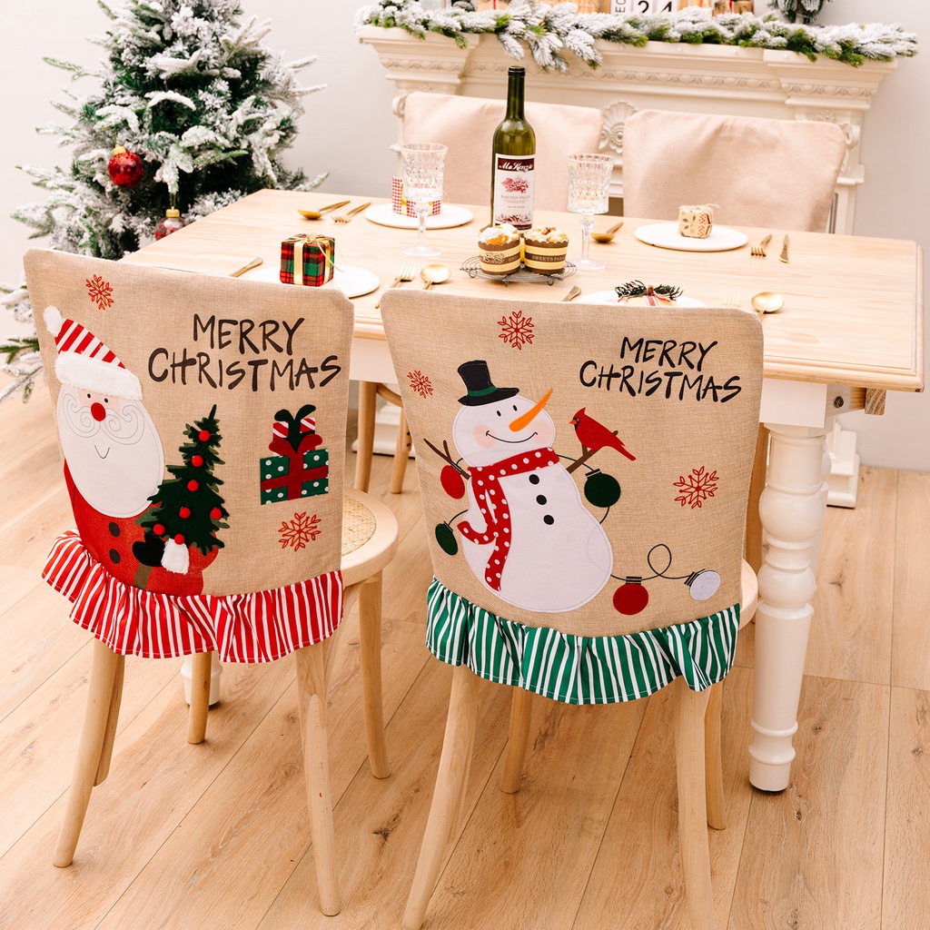 2pcs Christmas Glow Chair Back Covers, For Xmas Restaurant Dinner Table