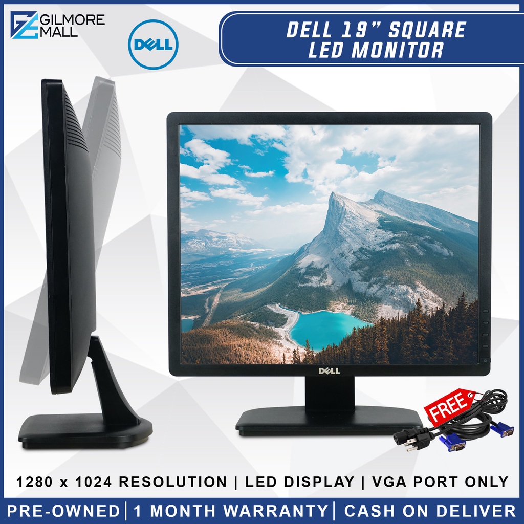 Dell 19 Inch Square Led Monitor 1280 X 1024 Resolution Free Power Cord And Vga Cable Shopee Philippines