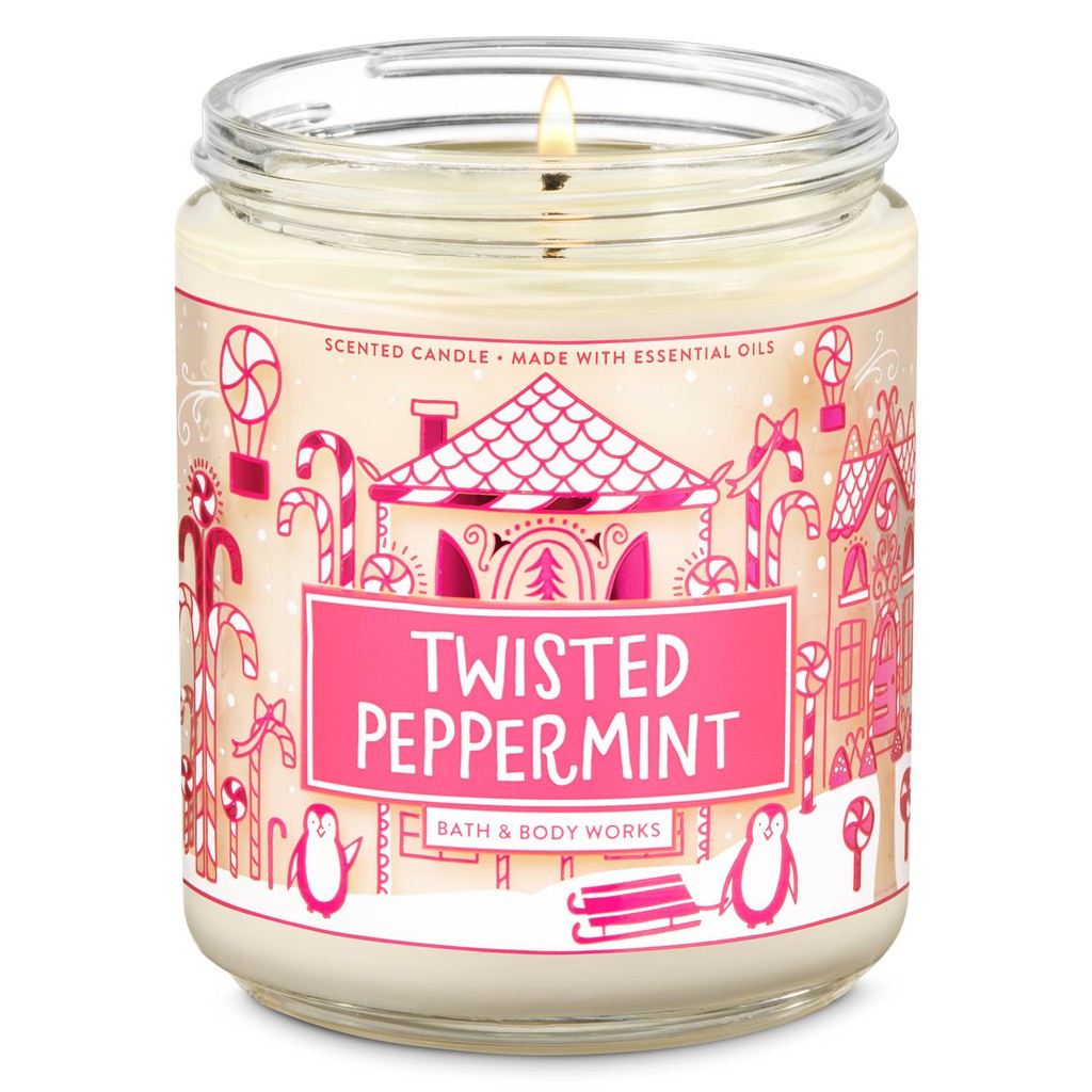 Bath and Body Works TWISTED PEPPERMINT Single Wick Candle | Shopee  Philippines