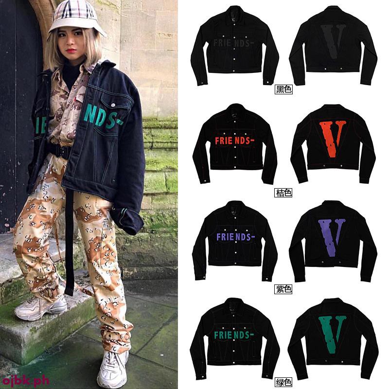 vlone jean jacket orange