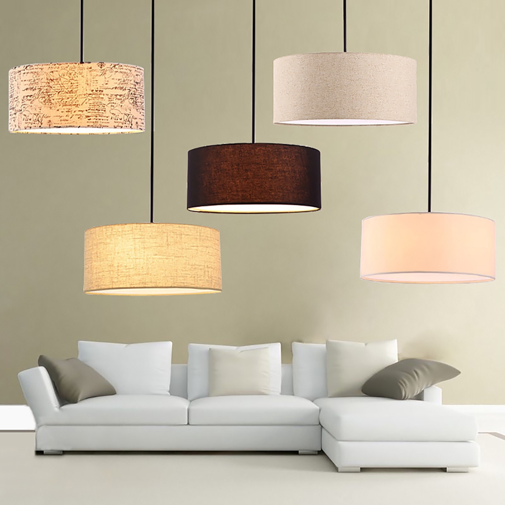 Modern Fabric Drum Pendant Light 