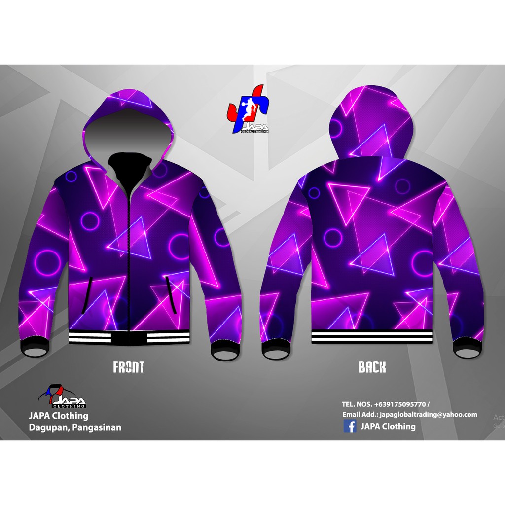 Sublimation Jacket with Hood - Abstract Design (Violet) | Shopee