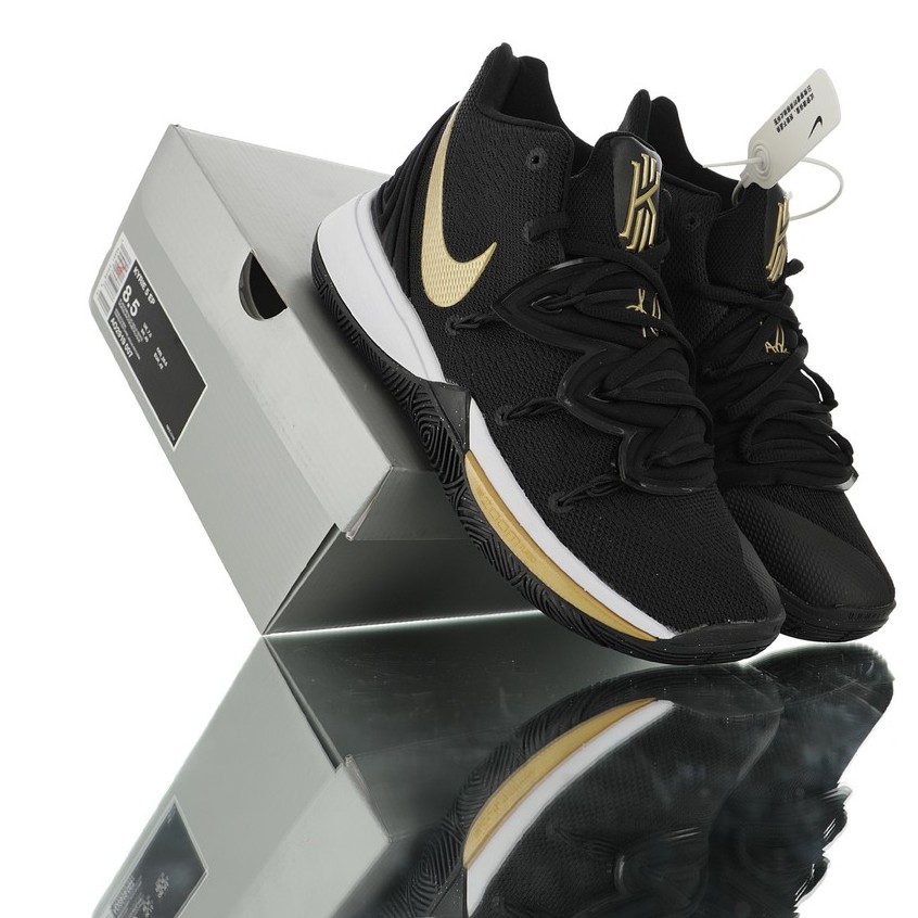 kyrie black and gold shoes