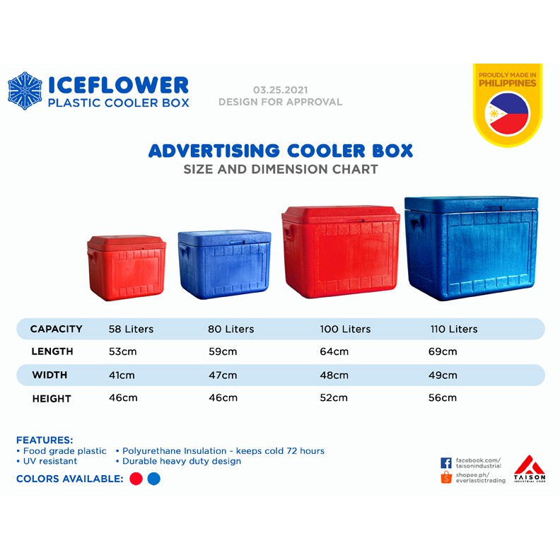 ICEFLOWER Advertising Plastic Cooler Box Shopee Philippines