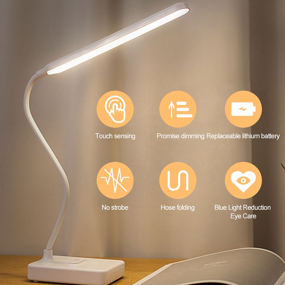 LED Touch Dimming Desk Table Lamp USB 