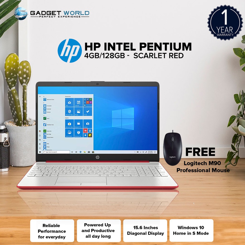 Hp 156 Intel Pentium 4gb Ram 128gb Ssd Laptop Scarlet Red With Free