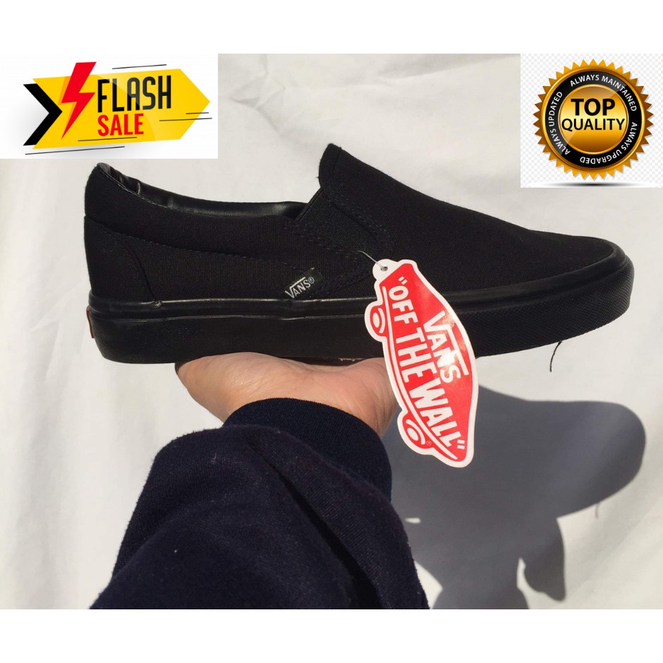 Vans shoes slip on low cut loafers unisex Black | Shopee Philippines