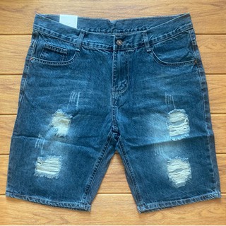 New Korean Fashion Denim Shorts For Men Blue Casual Summer Tattered Shorts Maong Plus Size COD #1