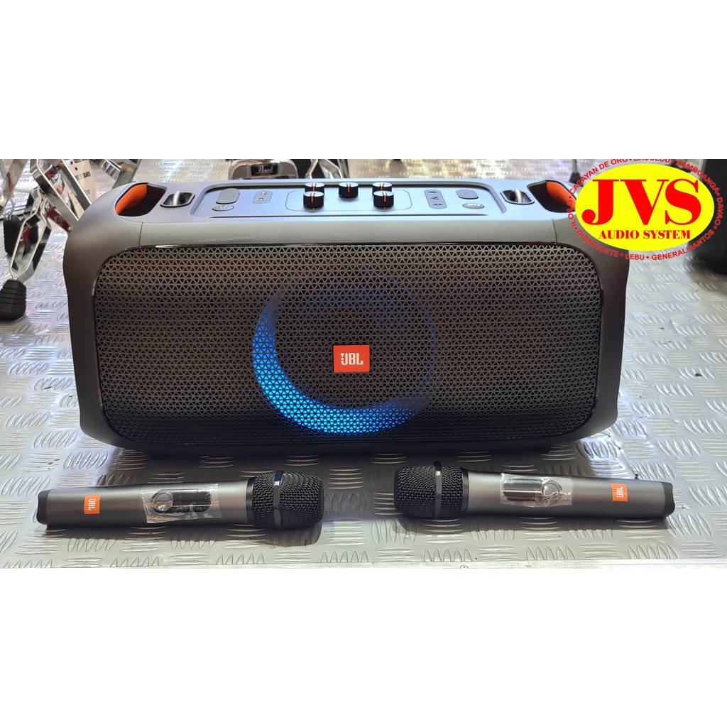 JBL Partybox On The Go Portable Bluetooth Speaker with 2 JBL Wireless Microphones Shopee