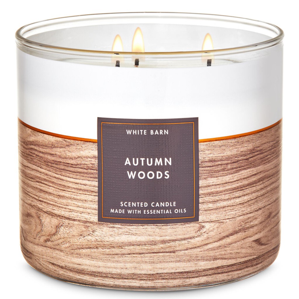 Bath and Body Works AUTUMN WOODS 3Wick Scented Candle 14.5 oz / 411 g