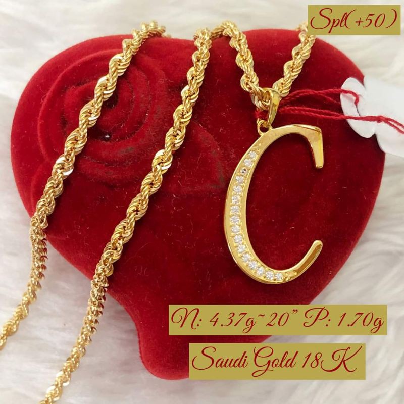 18k Saudi gold necklace with pendant letter C Shopee Philippines