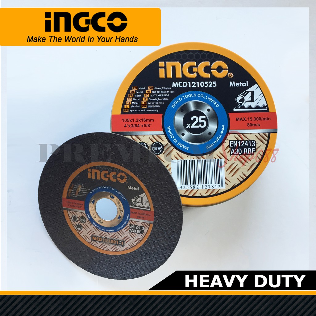 25pcs Ingco Cutting Disc Wheel 4" 105mm Set Cut Steel Metal Super Thin
