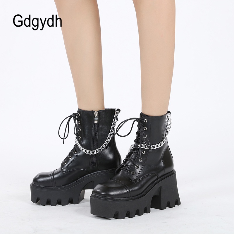 COD Gdgydh Sexy Chain Demonia Boots Goth Combat Boots For Women Gothic