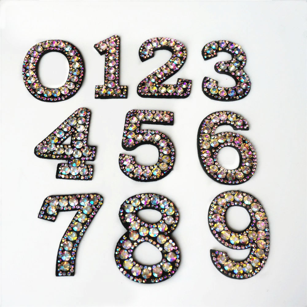 Rhinestone Number Digital Sew Iron On Patch Badge Bag Hat Jeans Jackets ...