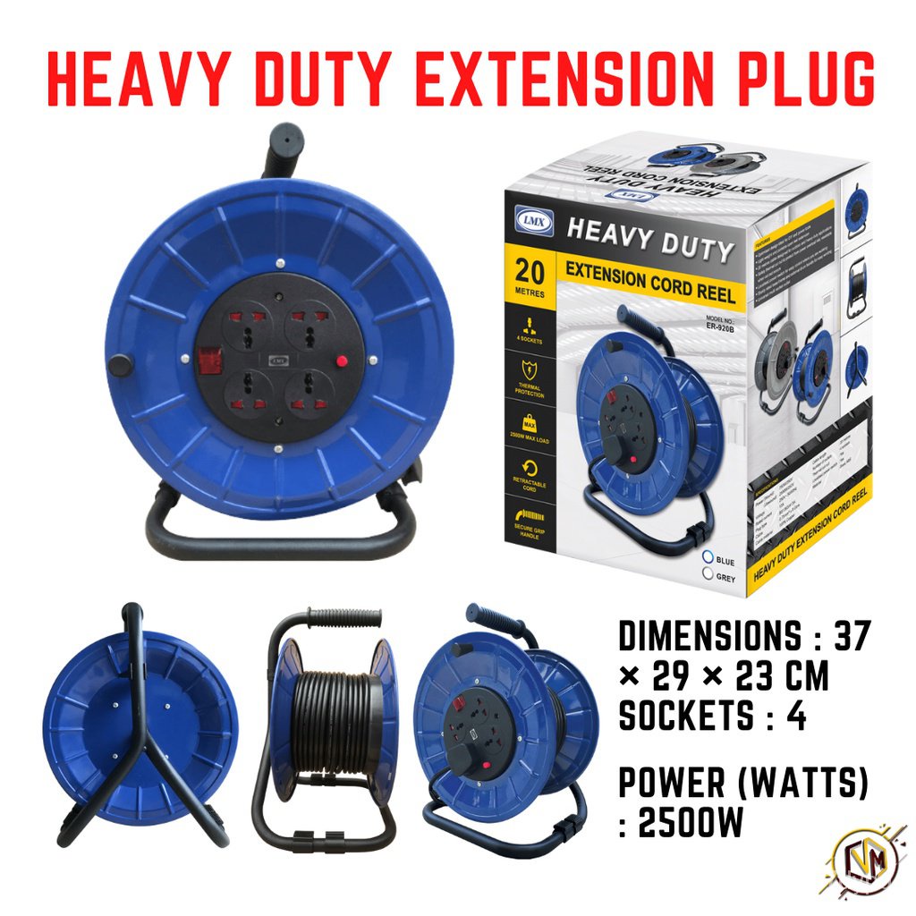 LMX Extension Plug 4 Gang Universal Trailing Socket Heavy Duty Cord