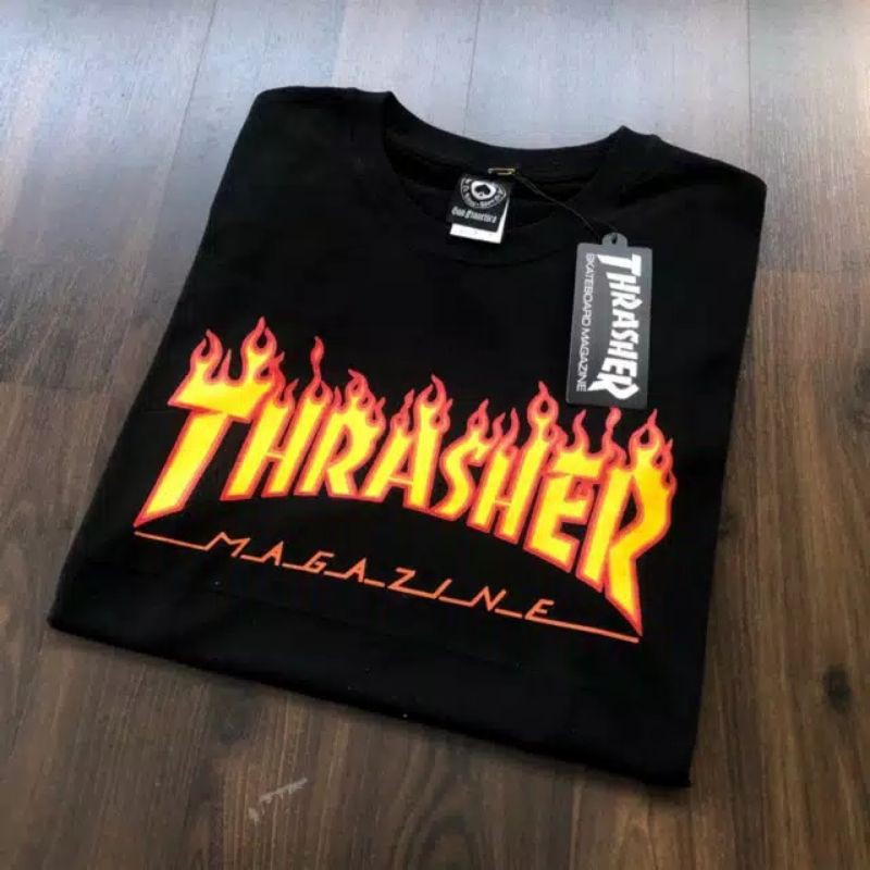 Thrasher Flame Logo Black T-Shirt | escapeauthority.com