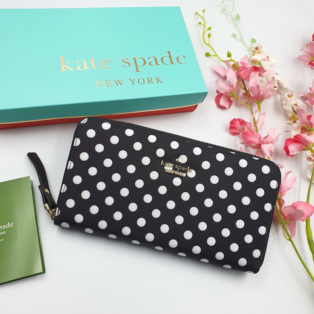 Kate Spade Classic Lyla Wallet - Black / White Polka Dots Concept Design in Black  Nylon | Shopee Philippines