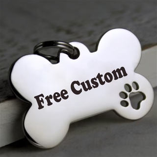 Custom Stainless Steel Name ID Tags for Dog Cat Collar Anti-Lost Pet Nameplate Pendant