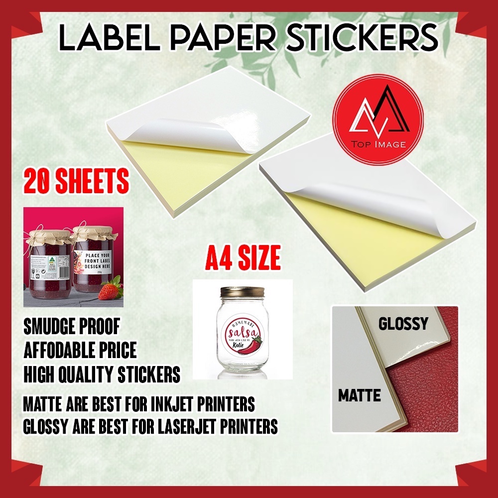 Glossy Matte Label Sticker 150 GSM A4 For all types of inkjet laser