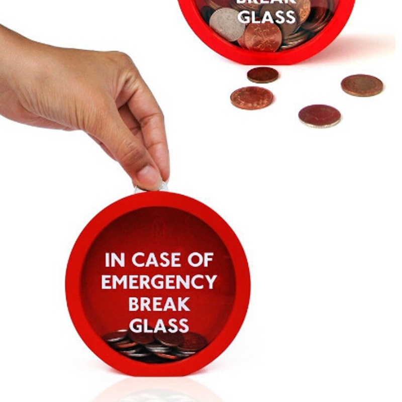 Emergency Money Box In Case Of Emergency Break Glass Novelty Savings Coin Bank 115
