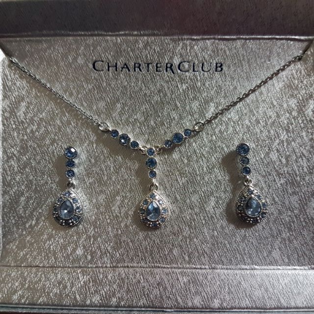 Charter Club Silver Teardrop Earrings and Necklace Jewelry Set | Shopee  Philippines