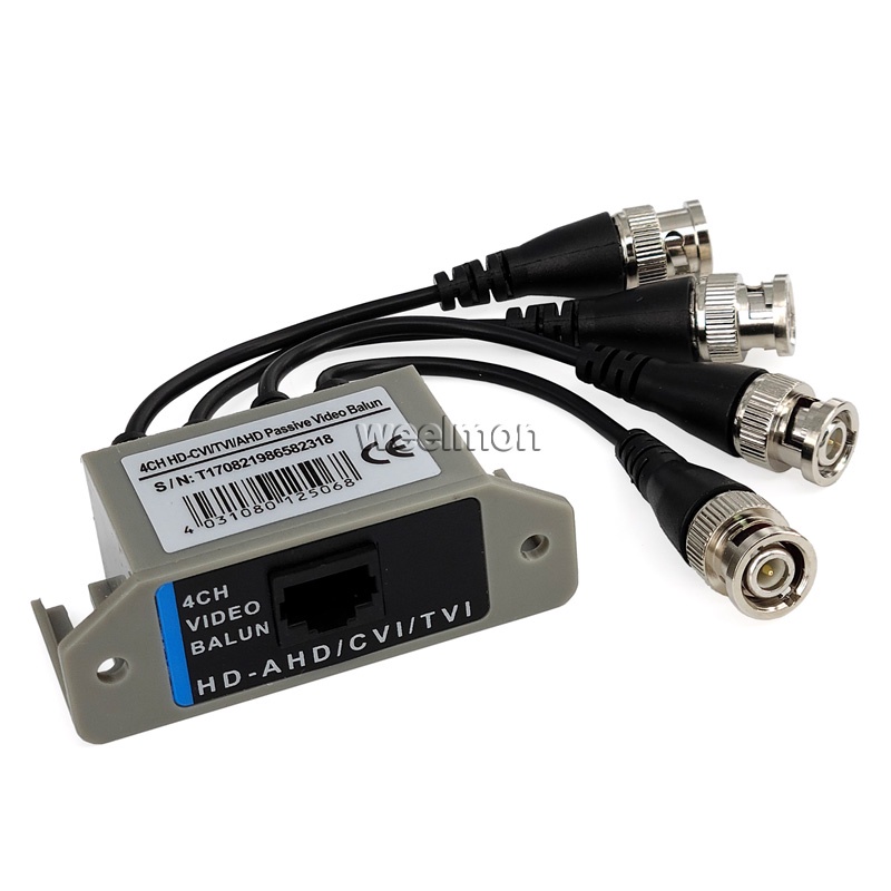 4CH HD Passive Video Balun Transceiver BNC To UTP RJ45 CCTV Via Twisted ...