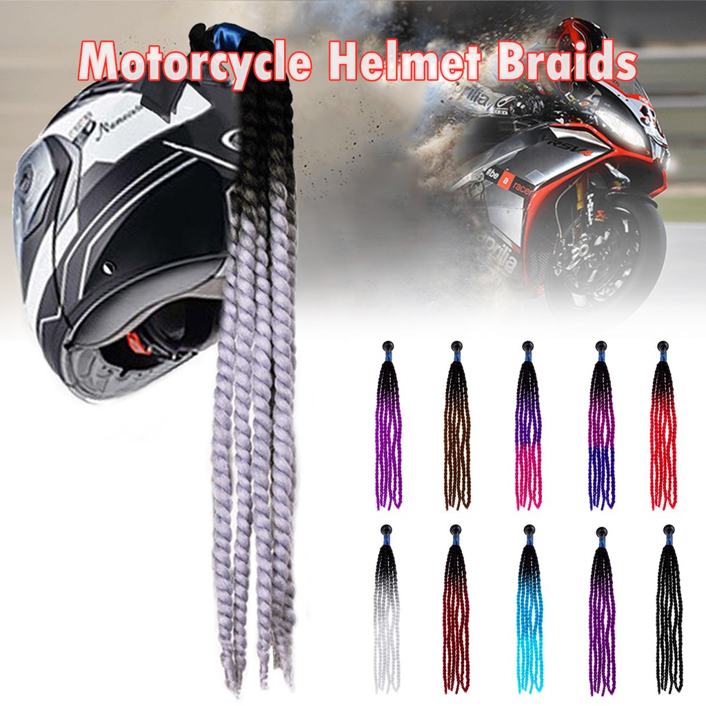 Twist Motorcycle Helmet Braids Gradient Ramp Helmet Braids Ponytail