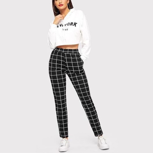 high waisted checkered pants