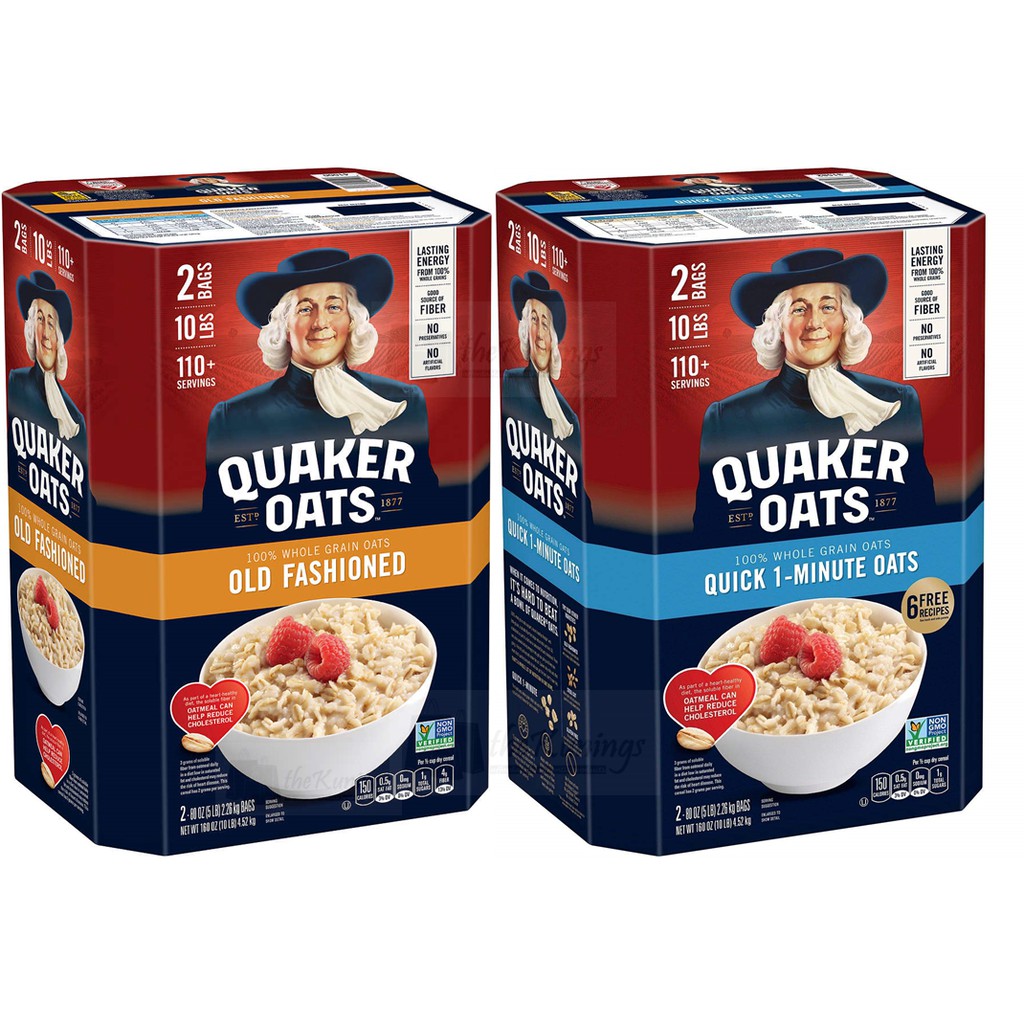 Quaker Oats Old Fashioned Or Quick 1 Minute Oatmeal 10 Lb Shopee