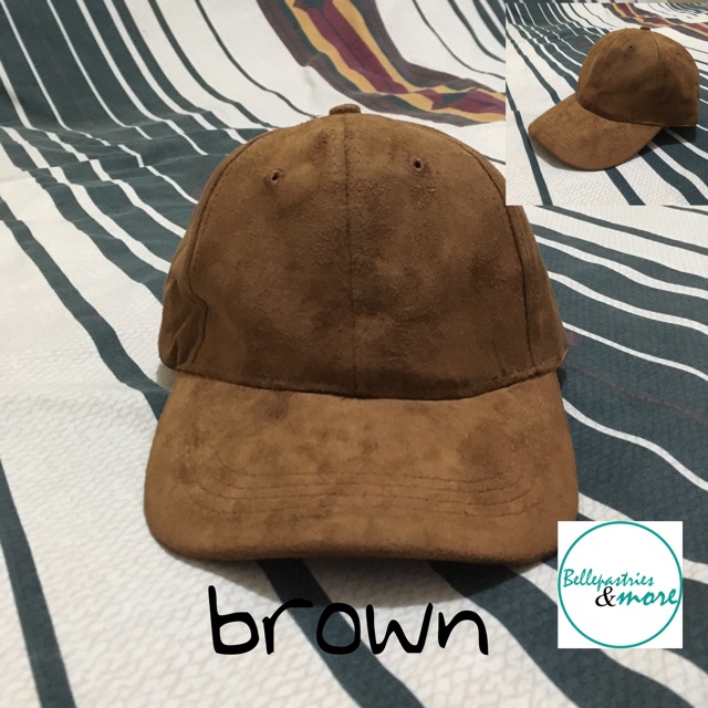 brown suede baseball cap