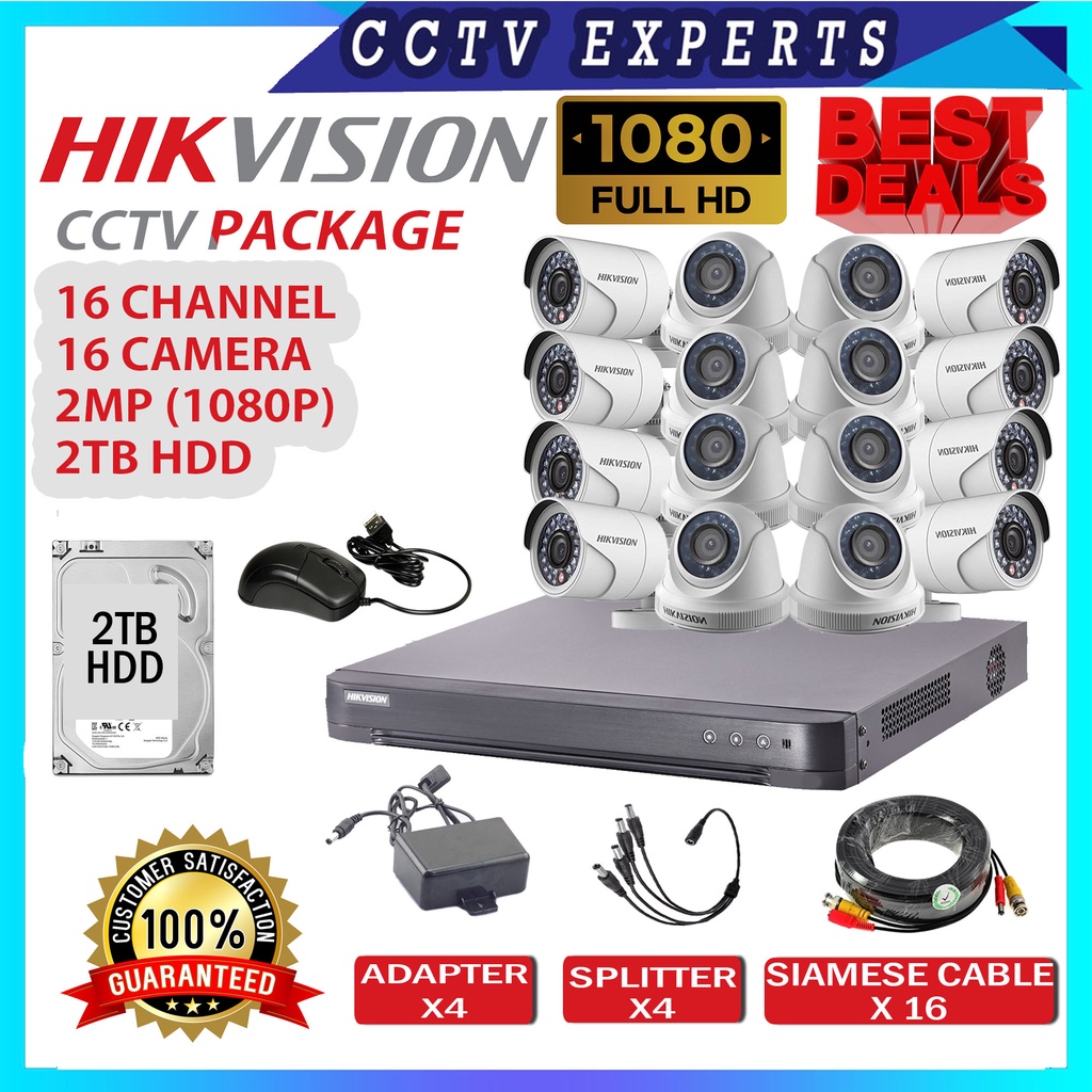 Hikvision Turbo Hd Cctv Package 16 Channel Camera 2mp 1080p With 2tb