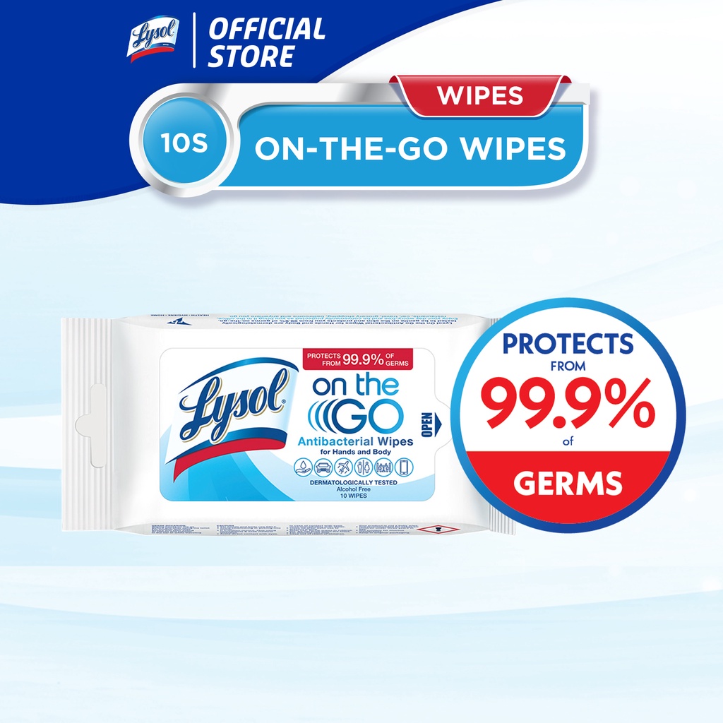 Lysol On-The-Go Antibacterial Hand & Body Wipes 10 Pulls | Shopee ...