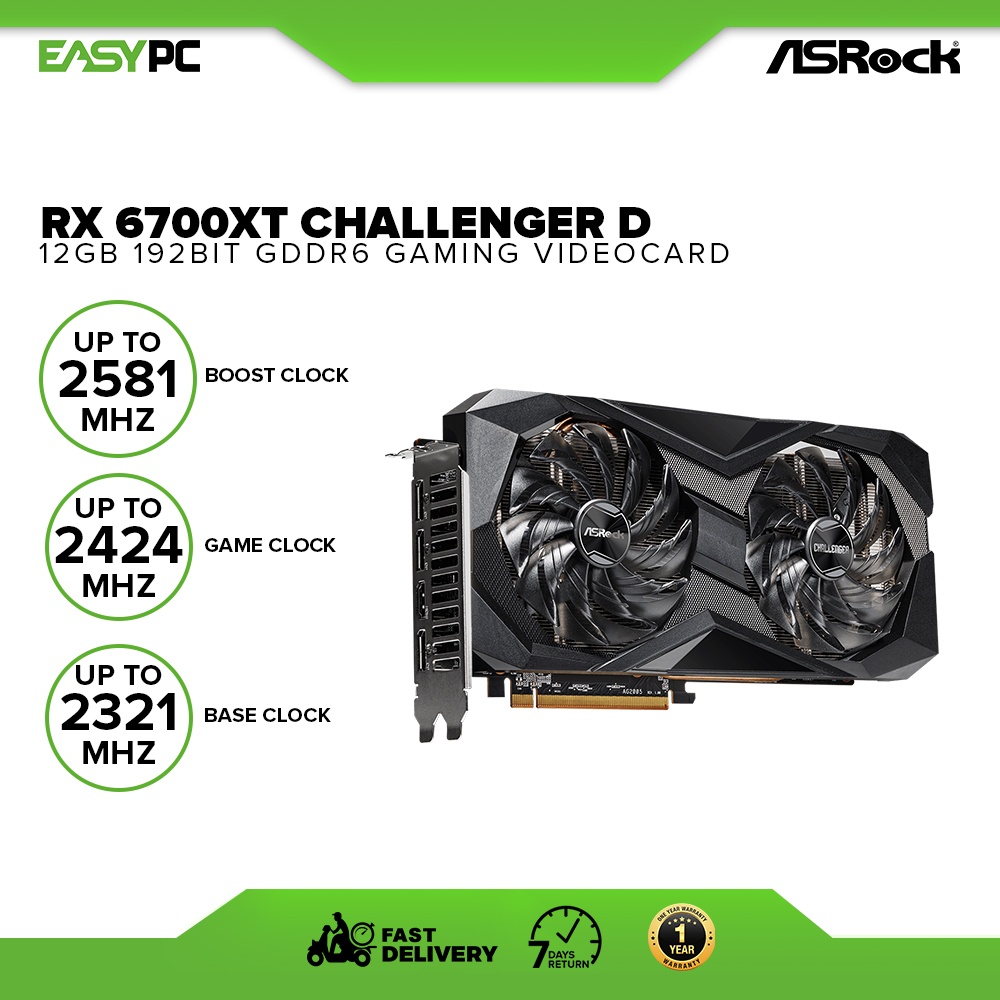 Asrock Rx 6700xt Challenger D 12gb 192bit GDdr6 Gaming Videocard,Brand ...