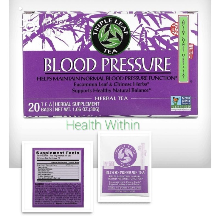 TLT Blood Pressure, CaffeineFree, 20 Tea Bags, 1.4 oz (40 g) Shopee