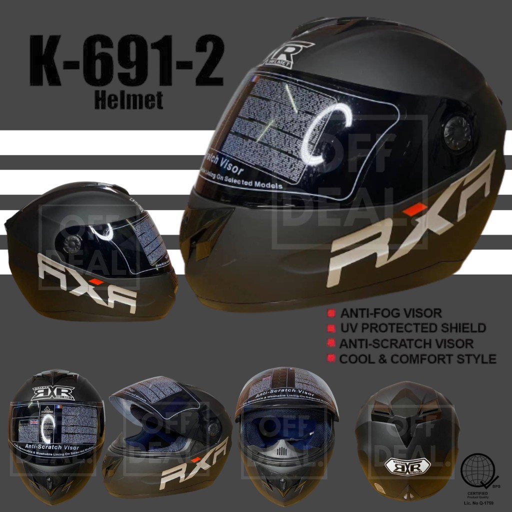 RXR Motorcyle FullFace Helmet With Tinted Visor and ICC Certified K691