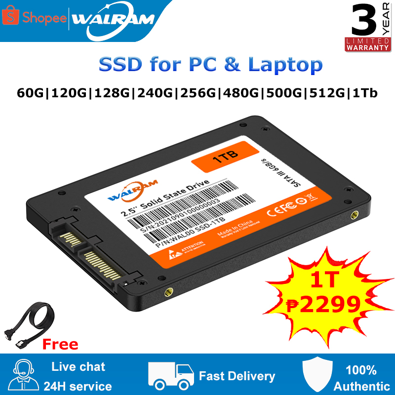 Walram 120GB 128GB 240GB 256GB Internal Solid State Drive 2.5 Disc Inch HDD SATA3 SSD 60GB 512GB for Desktop Laptop PC Shopee Philippines
