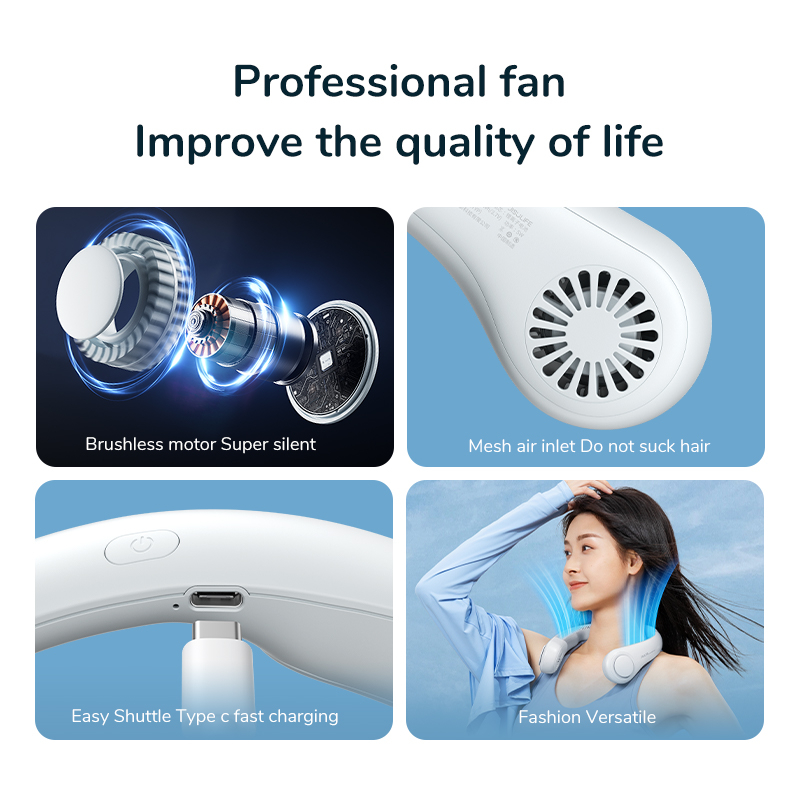 JISULIFE Neck Fan Life3 Portable Rechargeable Bladeless 3 Speeds Strong Wind Electric Mini Fan Suitable For Outdoor Office Student - Image 6