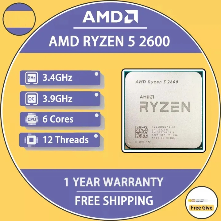 Desktop Processor Ryzen 2600 Ddr4 3600 AMD Ryzen 2600 Desktop - Main Image