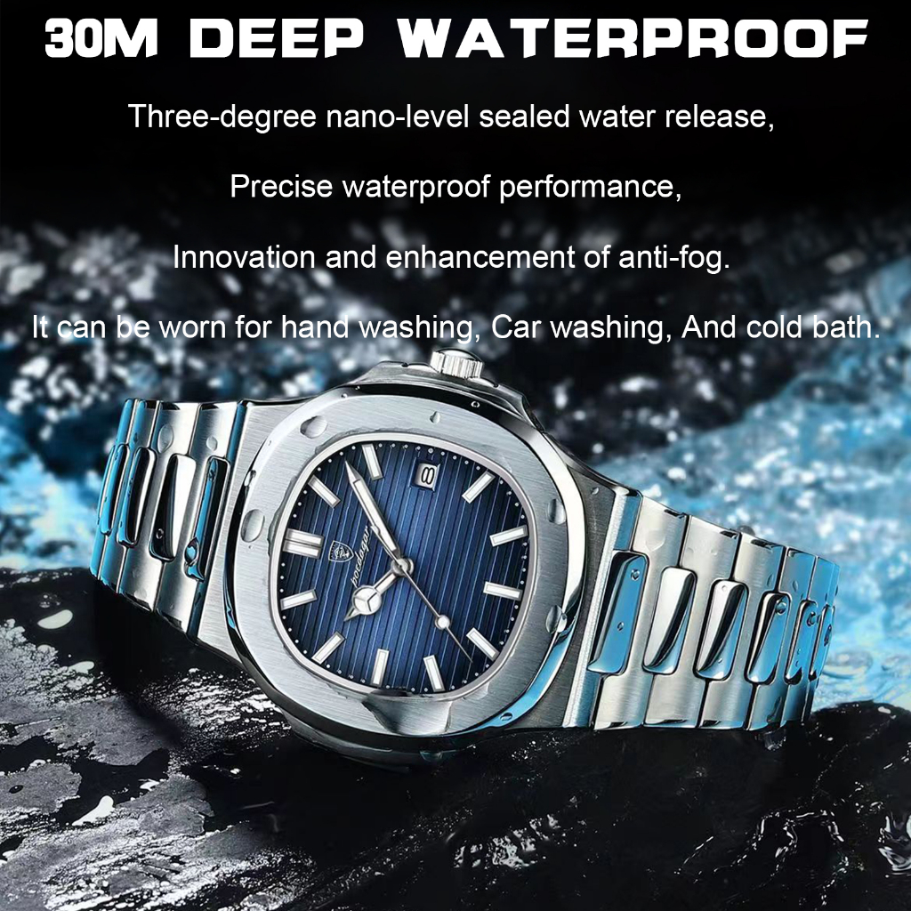 POEDAGAR Watch For Men Waterproof Original Relo Silver Stainless Steel Fashion Mens Watches With Box - Image 7