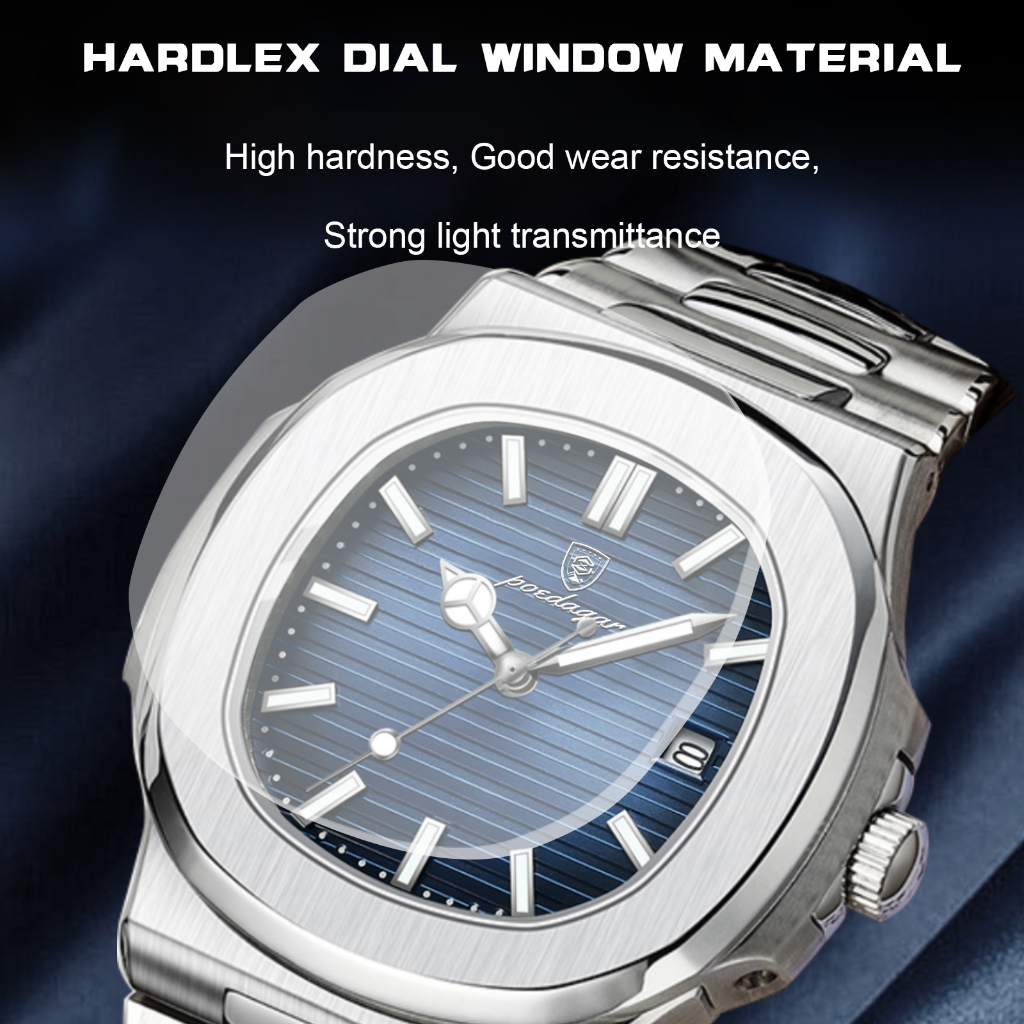 POEDAGAR Watch For Men Waterproof Original Relo Silver Stainless Steel Fashion Mens Watches With Box - Image 6