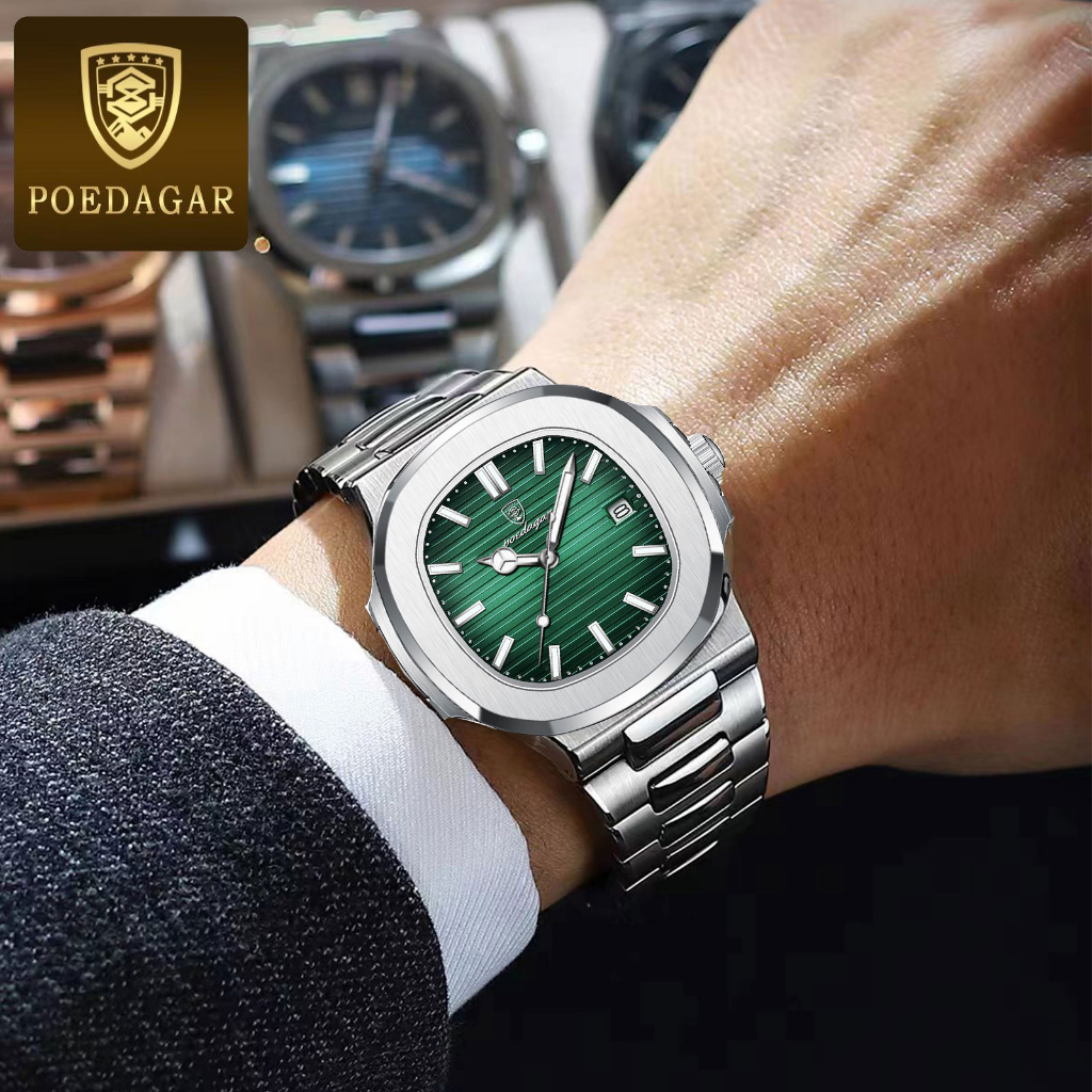 POEDAGAR Watch For Men Waterproof Original Relo Silver Stainless Steel Fashion Mens Watches With Box - Image 8