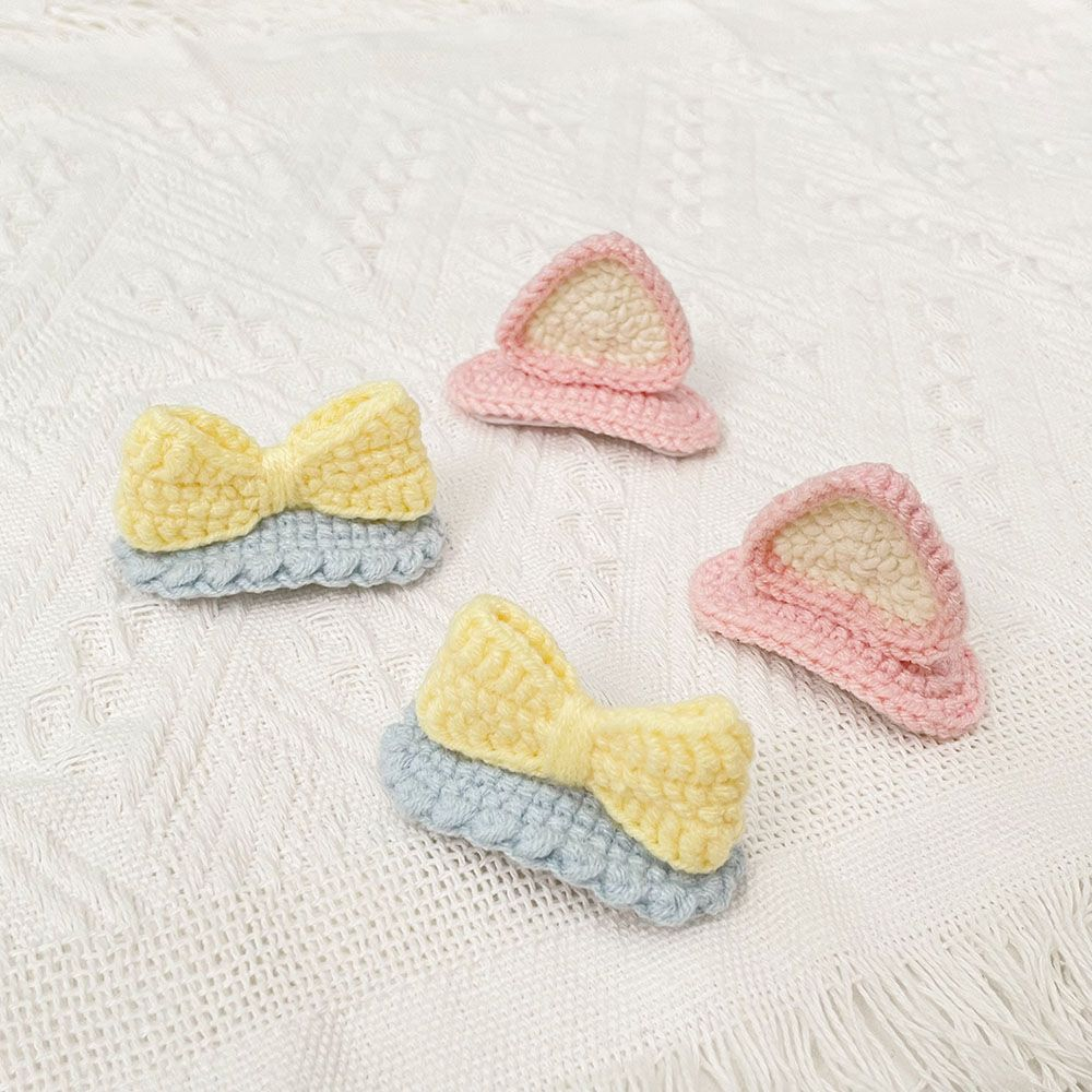 Hand-made Three-Dimensional Hair Clip Wool Hand-Crocheted Hair Clip Cat Ear Hair Clip Bow Hair Clip Bangs Clip Broken Hair Clip Hair Accessories