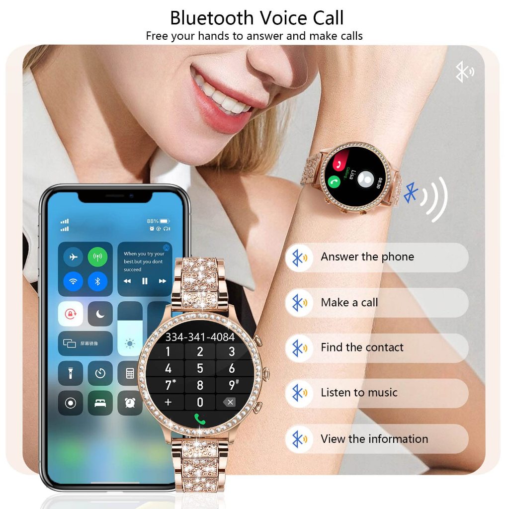 FILIEKEU SmartWatch For Woman Bluetooth Call Waterproof Blood Pressure Sports Fitness Smart Watch - Image 2