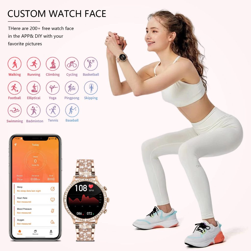 FILIEKEU SmartWatch For Woman Bluetooth Call Waterproof Blood Pressure Sports Fitness Smart Watch - Image 6
