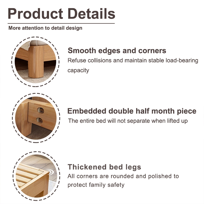 Dremae Solid wood bed frame Family bedstead Single/Double/Queen/King size Bed Bedroom Furniture senior bedding - Image 4